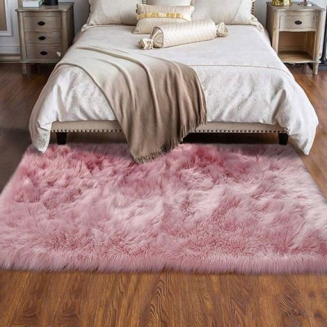Tapis, tapis de chambre, coussins de chaise et de canapé, tapis en peluche, tapis rectangulaire (rose, 60x90 cm) (1/4)