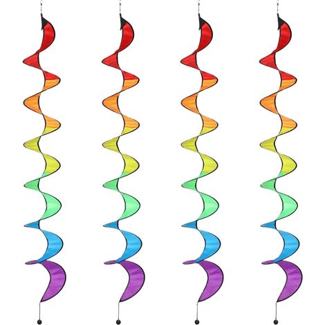 Spiral Windspinner 4 Stück rotierende Regenbogen Flaggen zur