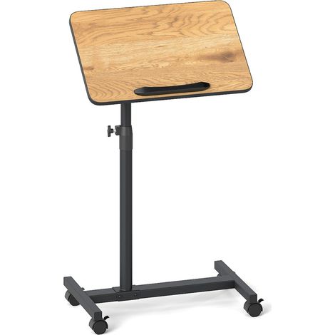 Mesa auxiliar en forma de C altura regulable 52 x 33 x 69-112 cm con tablero giratorio 360° diseño moderno en metal marrón 200013859