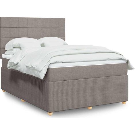 vidaXL Sommier à lattes de lit avec matelas Taupe 160x200 cm Tissu (1/5)