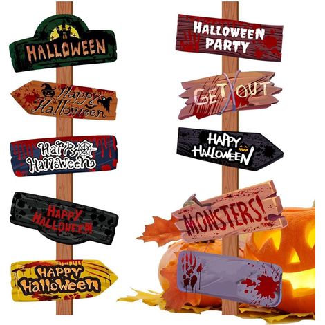 Décoration d'halloween pour Le Jardin 10 pièces d'horreur à Installation Rapide Panneau directionnel Halloween pour Maisons, Cours, pelouses, Jardins, carnavals et tombes (1/5)