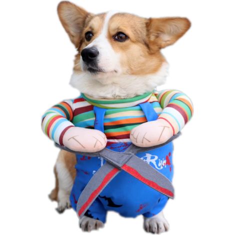 1 déguisement de cowboy pour chien, costume Halloween avec chapeau, uniforme Ouest américain, pour chiens petits et moyens, chats et chiots (1/5)