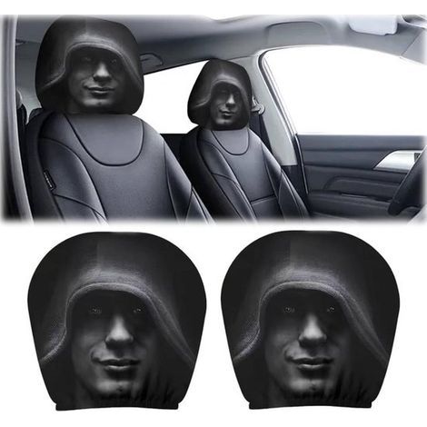 Witzige Auto-Kopfstützenbezüge – 2er-Set – 26 x 28 cm – Geistermotiv – Waschbar und atmungsaktiv (1/5)
