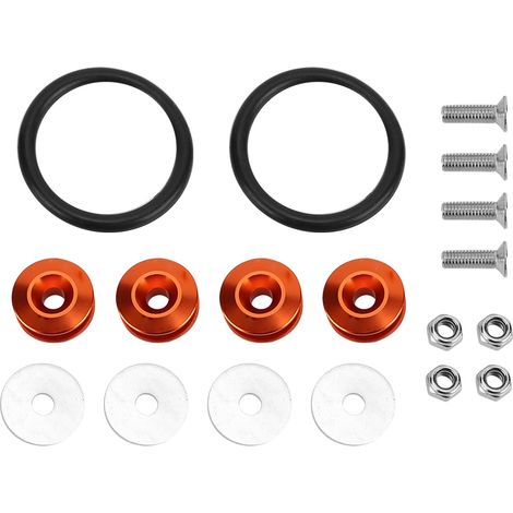 Kit d'anneaux en caoutchouc d'attaches rapides colorées pour couvercle de garde-boue de coffre de pare-chocs de voiture (Orange) (1/5)
