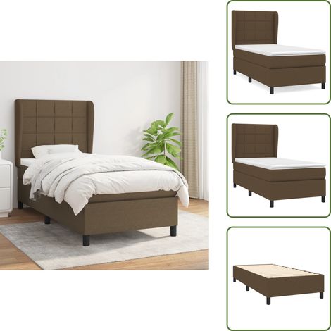 Sommier à lattes de lit avec matelas Marron foncé 90x190 cm - Lit Double - Lit Plateforme - Matelas À Ressorts Ensachés - Literie - Chambre À Coucher (1/5)