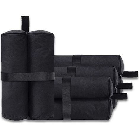 Lot de 4 sacs de lestage pour tonnelle - Pour auvent, tente - Sacs de lestage pour le sable - Pour extérieur instantané - Pieds lestés - Noir (style fermeture éclair, noir) (1/3)