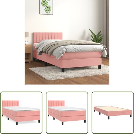 Samtbett - Boxspringbett mit Matratze Rosa 90x190 cm Samt (1/5)