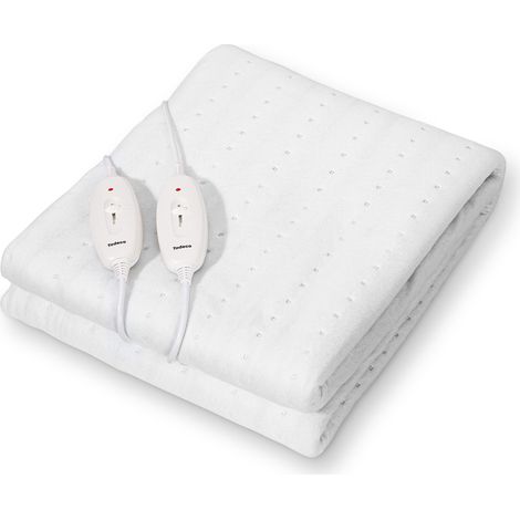 Todeco – Surmatelas chauffant double XXL 160 x 140 cm – 2 commandes – 3 niveaux de température 35/40/55°C – Système de sécurité – Lavable