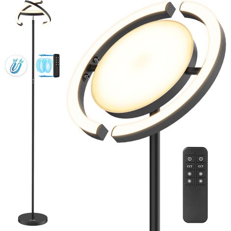 LED Floor Lamp, 3000K-6000K, Continuous Dimmable, Living Room, 36W With Remote Control and Touch Control, Center Light Upwards Floor Lamp for Bedroom and Office, Modern Design (1/5)