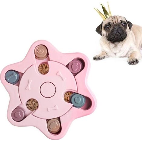 Puzzle-Hundespielzeug, Futterspender-Spielzeug für Hunde, robustes interaktives Hundespielzeug, Welpen-IQ-Trainingsspielzeug (Rosa)