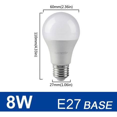 (8W E27, lumière blanche froide) 6 ampoules LED, AC220V, économie d'énergie, éclairage LED domestique pour salon (1/5)