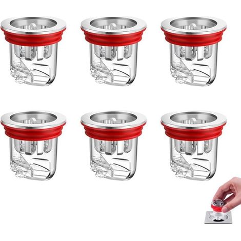 Kupfer-Geruchs- und Rückflussverhinderer für Spülbecken mit einem Durchmesser von 3,2–4,5 cm, 6er-Pack (transparent)