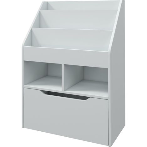 Libreria per bambini con cassetto e 2 vani aperti in MDF grigio 60 x 29,9 x 90 cm (1/5)
