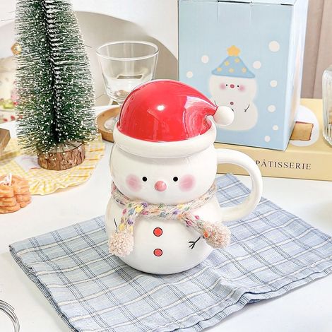 Mug en céramique bonhomme de neige de Noël, gourde grande capacité, cadeau de Noël