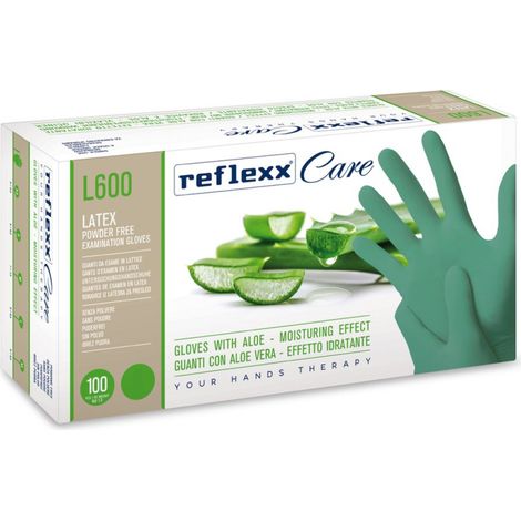 Gants en latex sans poudre Reflexx L600 avec Aloe Vera 6,2 gr Cat.3 100 pièces XS
