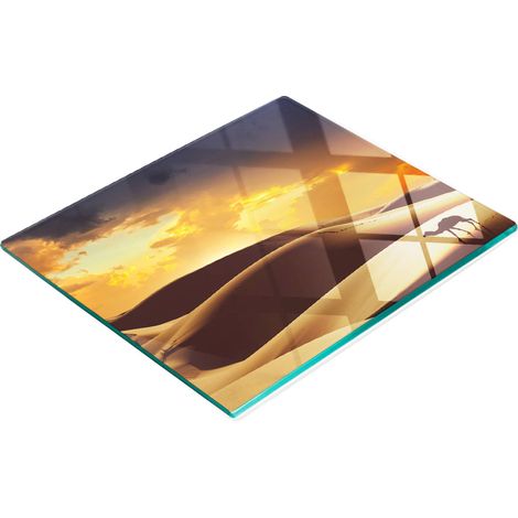 Stilvolle und robuste Glasplatte mit Sahara-Kamel-Motiv, 60 x 52 cm (1/5)