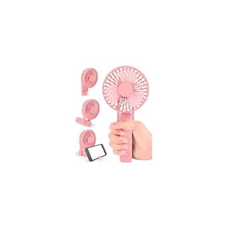 Ventilateur portable pliable, ventilateur rechargeable USB avec batterie, petit ventilateur rose avec cordon (1/4)