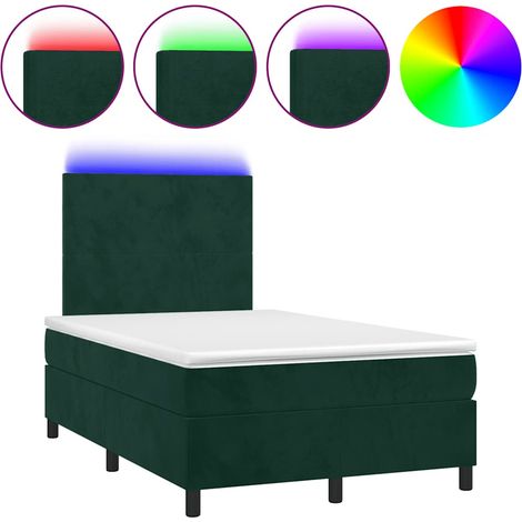 Lit double Lit adulte Sommier à lattes de lit avec matelas LED vert foncé 120x190 cm (1/5)