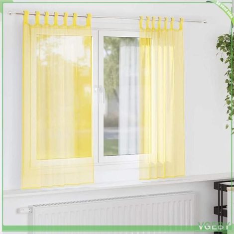 Rideaux en voile - FAF EISY - 4102317 - Jaune - 140 x 175 cm - Lot 2 pièces (1/5)