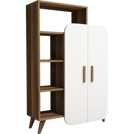 Libreria in legno "Form" 90 x 32 x 132 cm - Noce
