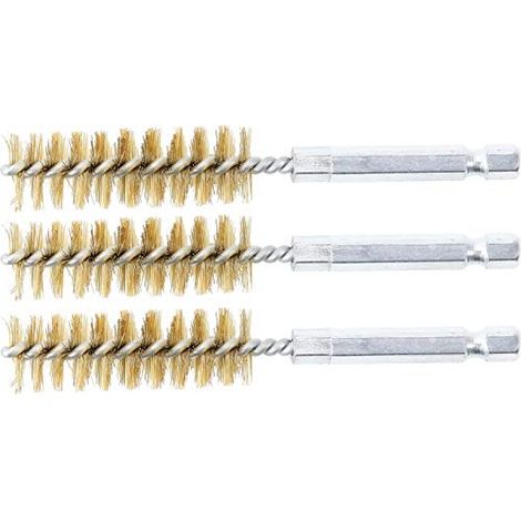 BGS Brosse laiton 15 mm entraînement hexagone extérieur 6,3 mm (1/4") 3pcs - 3078-15-M