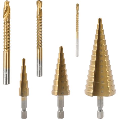 Mèche Étagée - Acier Titane Queue Hexagonale Fente Droite Métrique - Perçage Métal Bois Plastique - Lot De 3 Pièces (1/5)