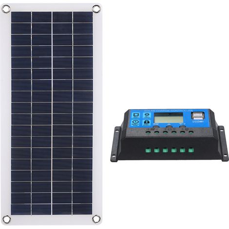 20-W-Solarpanel mit 5V/18V-Dualausgang, 2 USB-Anschlüssen und Kfz-Ladefunktion, IP65-Wasserschutz, 12V/24V-Solarladeregler mit intelligentem PWM-Regler (1/5)