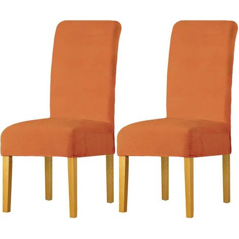 Stuhlbezüge für Esszimmerstühle, 2er-Pack, orange, Größe M (1/5)
