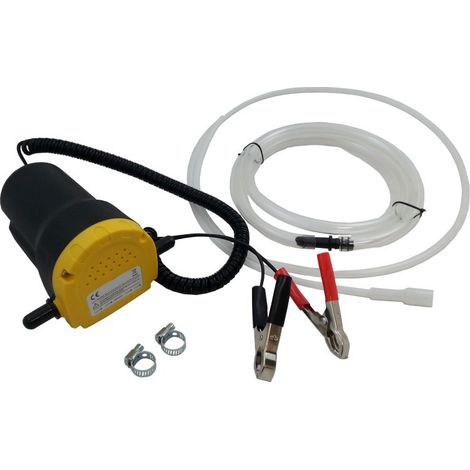Pompe Électrique 12 V - Pour Vidange Huile Carburant Liquides - Compatible Batterie Automobile - Débit 3 L/Min - Tuyau 152 Cm