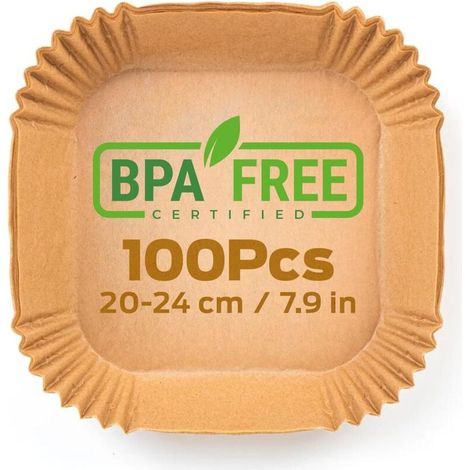 RHG Papier cuisson air fryer - 100 pièces Food-Grade BPA gratuit, 20 x 20 cm, pour friteuse sans huile 5 à 8 litres - Idéal pour la cuisson saine (1/5)