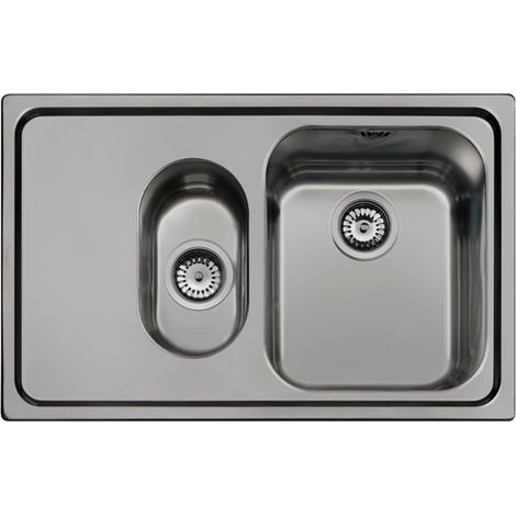 Fregadero encastrado con 2 cubetas y escurridor izquierdo acero inoxidable negro 79x50 cm - Smeg SP7915SN (1/3)