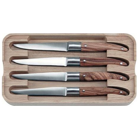 TARRERIAS BONJEAN Coffret 4 couteaux à steack en bois d'Olivier