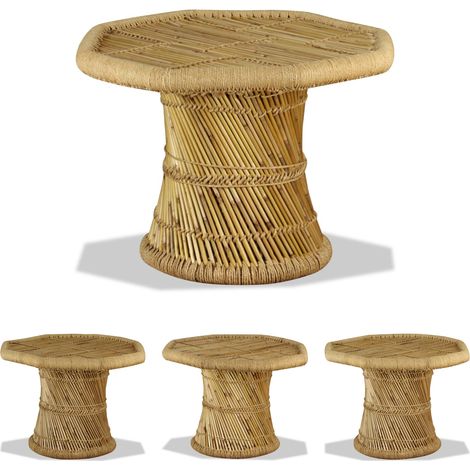 Wohnzimmer Couchtisch - vidaXL Couchtisch Bambus Achteckig 60x60x45 cm - Beistelltisch (1/5)