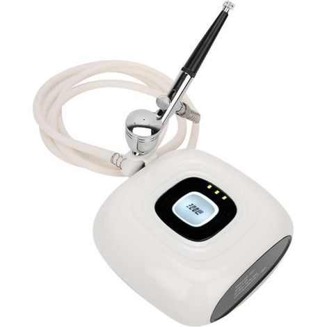 Tbest Kit aérographe Machine de Beauté Injection d'Oxygène Hydratante Kit d'Aérographe Pistolet Peinture de Tatouage(EU Plug (1/4)