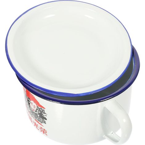 Bol à bento émaillé avec poignée, design rétro simple, idéal pour (1/5)