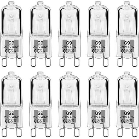 Ampoule Halogène G9 - Noname - 40W - Blanc Chaud 3000K - Lot de 10 - 2000 heures de vie (1/4)