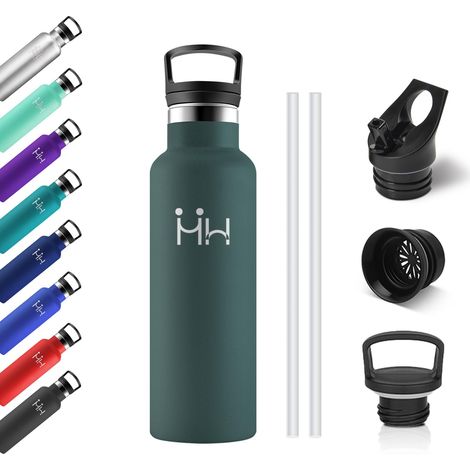 Gourde Inox Enfant 500ml, Gourde Acier Inoxydable, Isolation À Double Paroi Sous Vide, Étanche et Réutilisable, Bouteille d'eau avec Paille, sans BPA, pour Adulte, l'école, Randonnée, Enfant (1/5)