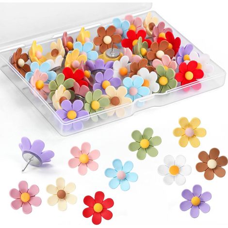 CCYKXA 50 Stück Pinnwände, Wandpinnwände, Kartenpinnwände, bunte, dekorative, blumenförmige Pinnwände für Pinnwände, Fotowände, Homeoffice