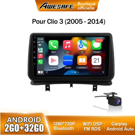 AWESAFE Autoradio Android 13 pour Renault Clio 3 (2005-2014) 2Go+32Go avec 9'' écran Tactile Carplay Android Auto Camera de recule (1/5)