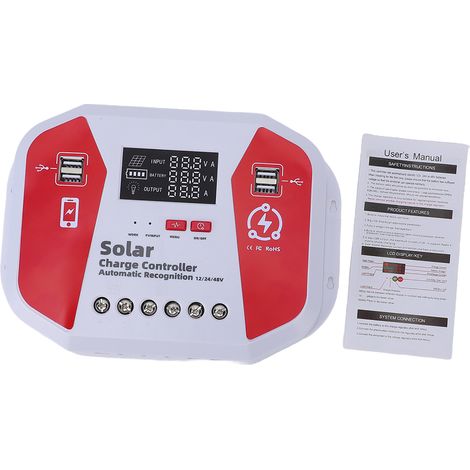 Contrôleur de panneau solaire PWM Charge 60A Détection automatique Batterie 12V 24V 36V 48V Ports USB Charge en 3 étapes Écran LCD Protection contre les surcharges Conception industrielle (1/5)