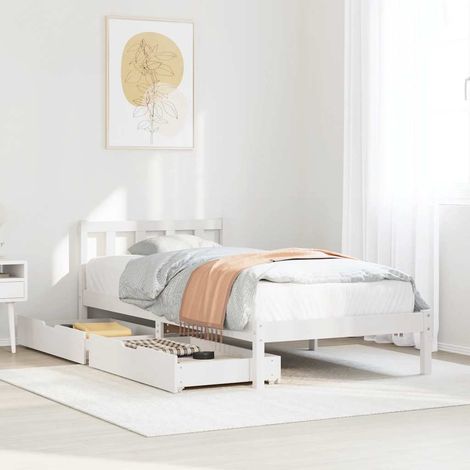 Massivholzbett ohne Matratze Weiß 75x190 cm Kiefernholz vidaXL (1/5)