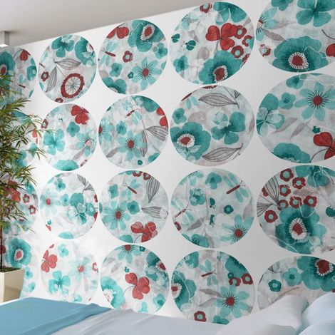 Papier Peint "Turquoise Meadow Circle" 50x1000cm (1/2)