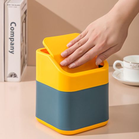 Nouvelle poubelle de bureau, simple et mignonne, poubelle de voiture pratique et corbeille à papier, boîte en carton à couvercle rabattable. (1/5)