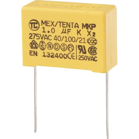 MKP-X2 1 St. MKP-X2-Funkentstör-Kondensator radial bedrahtet  1 µF 275 V/AC 10 % 27.5 mm (L x B x H)