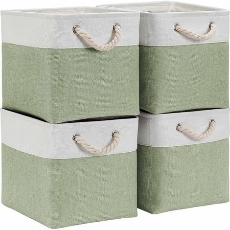 Storage Boxes Cube 13x15x13 in, Green White (1/5)