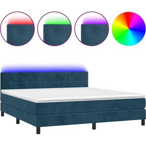 Maison Exclusive - Boxspringbett mit Matratze & LED Dunkelblau 16