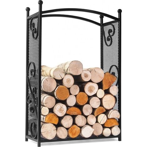 Porte bûches rectangulaire en acier noir "CHERRY" 90x60x25 cm (1/5)