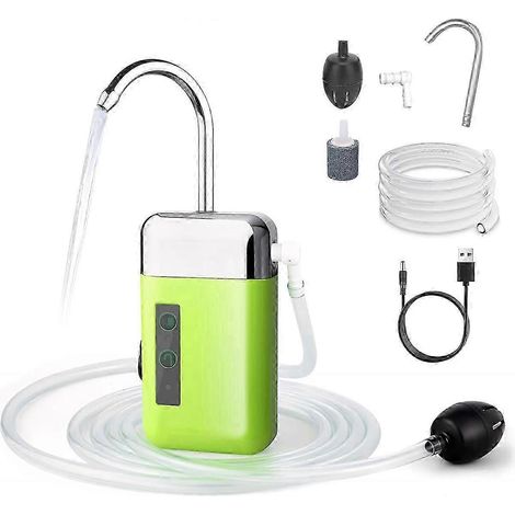 Mini pompe à eau portable d'extérieur, 3 en 1, chargement USB avec capteur, auto-amorçage automatique, avec tube à air pour l'oxygénation, pour la pêche et les usages domestiques. (1/5)