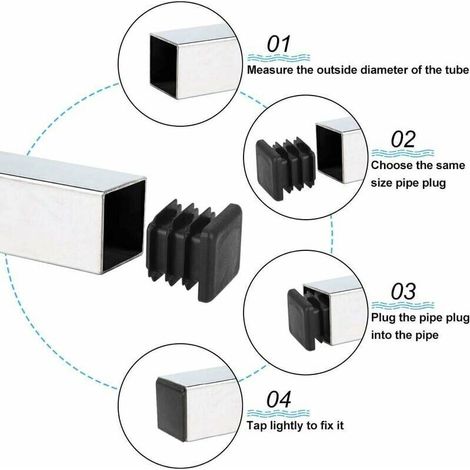 20 pièces bouchons de tube carré 20 20mm embout de tube carré bouchons de tube carré en plastique noir embout d'aileron carré embout de chaise solide embout de tube de chaise pied de table pour chais (1/4)