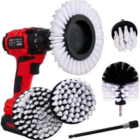 6PCS Brosses Nettoyage pour Perceuse Visseuse à Poils Souples Blancs. Brosses à Nettoyer Salle de Bains, Douche, Céramique (1/4)